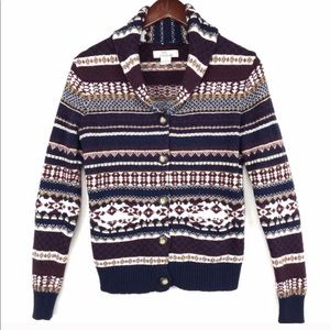 Wool Blend Nordic Fair Isle Grandpa Cardigan Small